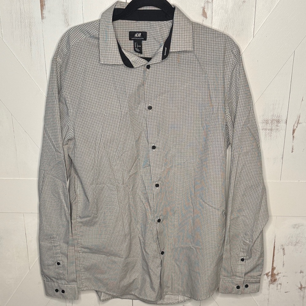 H&M Men's Black White Checkered Shirt